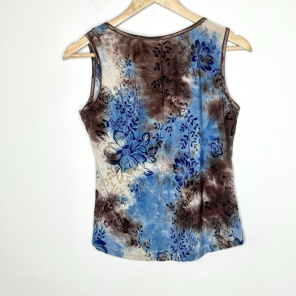 Y2K Tie Dye Velvet Floral Tank Top Womens M Fairy Corset Boho Artsy Earthy indie - Picture 6 of 6